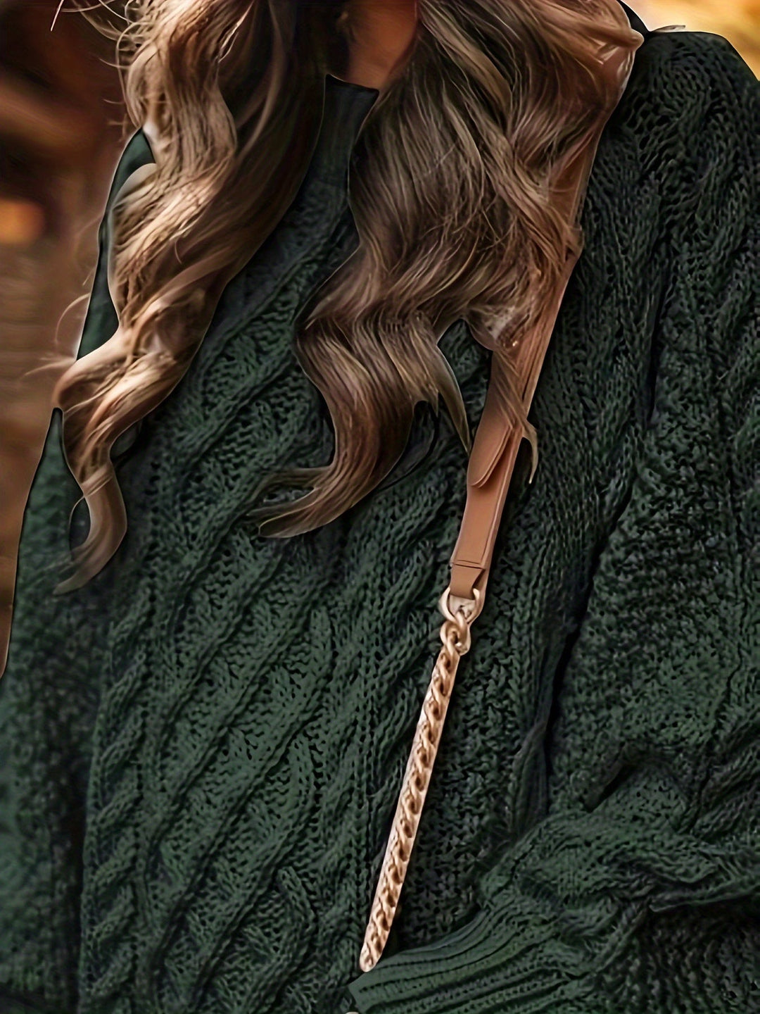 Cozy Women's Long Sleeve Cable Knit Dress, Casual Solid Color Crew Neck Loose Fit Knitted Dress for Everyday Wear