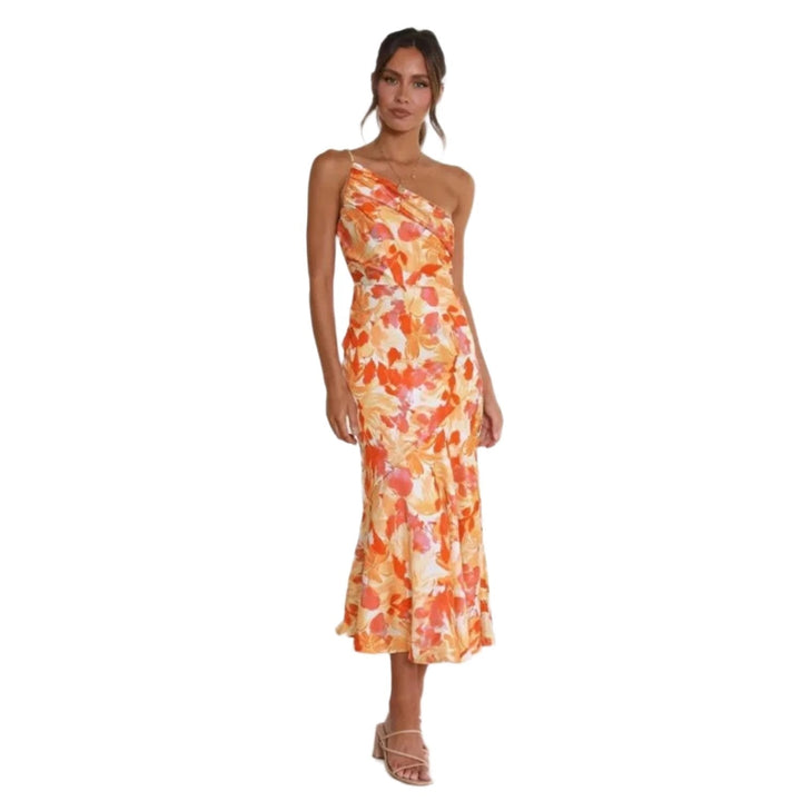 "Sienna - Asymmetric Floral Print Maxi Dress