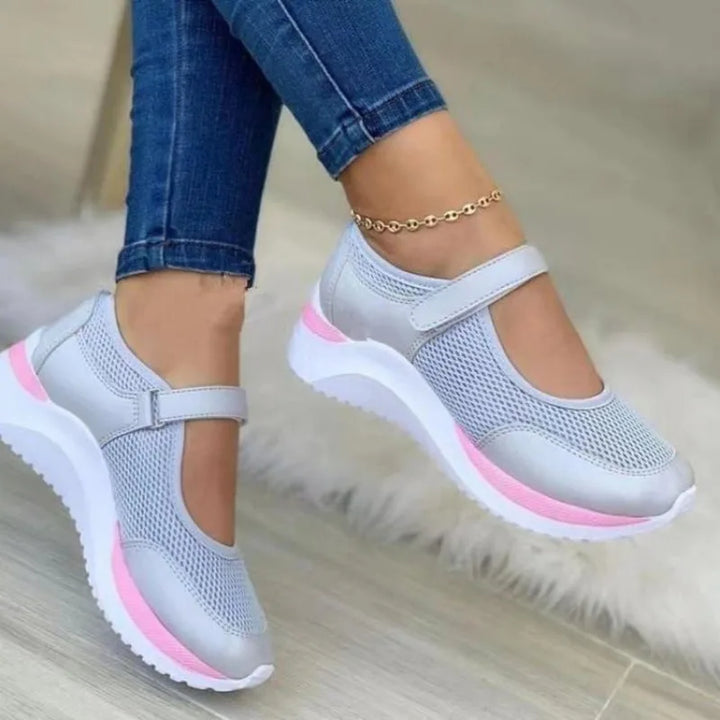 Ronde kop Gebreide damesschoenen met dikke zool Enkele schoenen Dames Grote maat 36-43 Raster Casual damesschoenen Sneakers Dames
