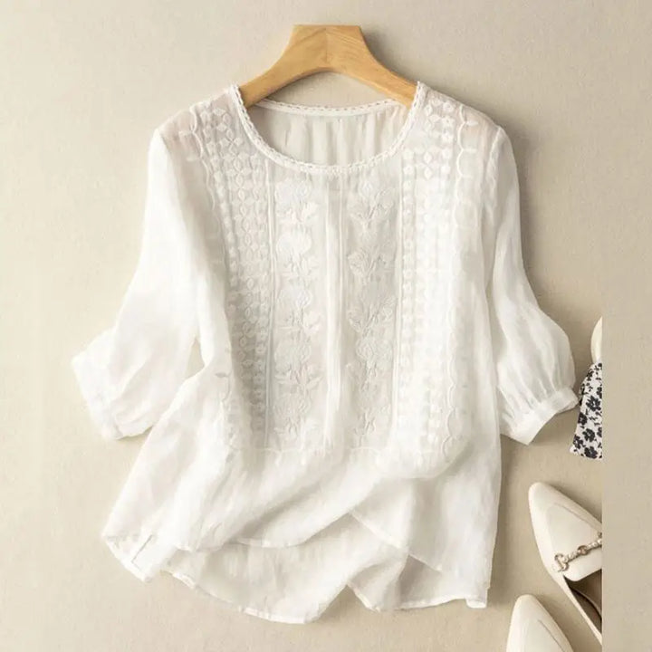 Florence | Embroidered Cotton Boho Blouse (Small Fit)