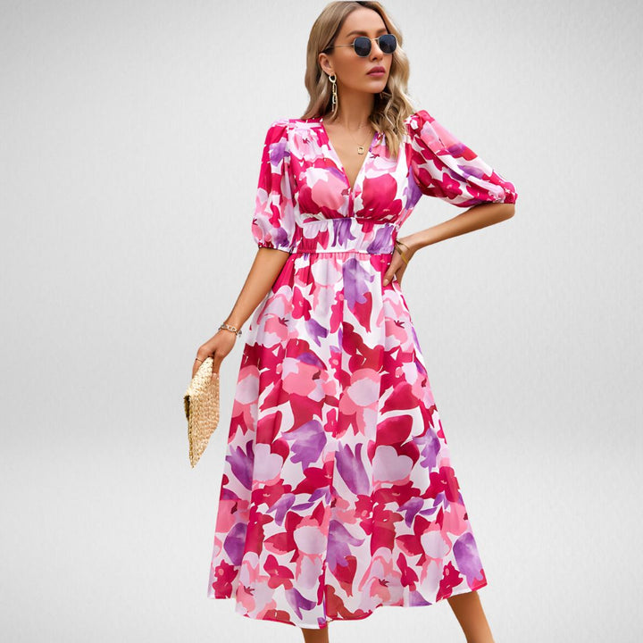 Dhalia - Charming Dress with V-Neckline