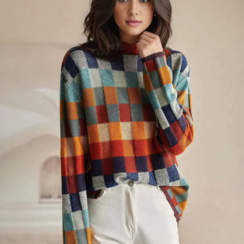 Mabel | Cashmere Patchwork Turtleneck Jumper