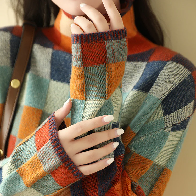 Mabel | Cashmere Patchwork Turtleneck Jumper