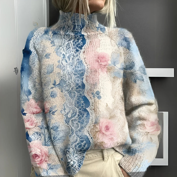 Lieke - Warm stripped turtleneck sweater